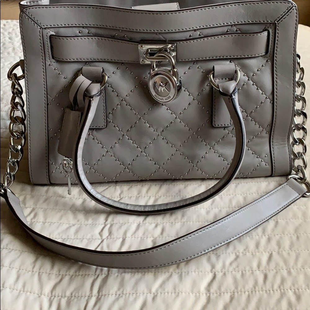 Gray studded Michael Michael Kors Hamilton purse
